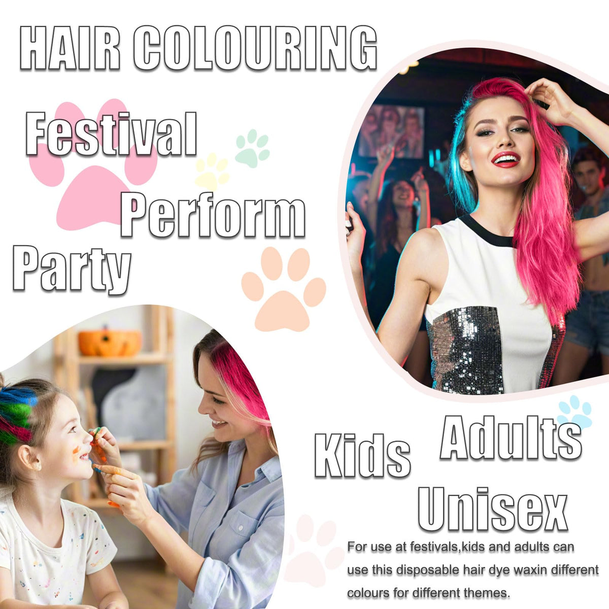 HTRUIYATY Temporary White Hair Colour Wax Natural Washable Instant Hair Color Pomades Mud for Kids Adult Cosplay Halloween Party
