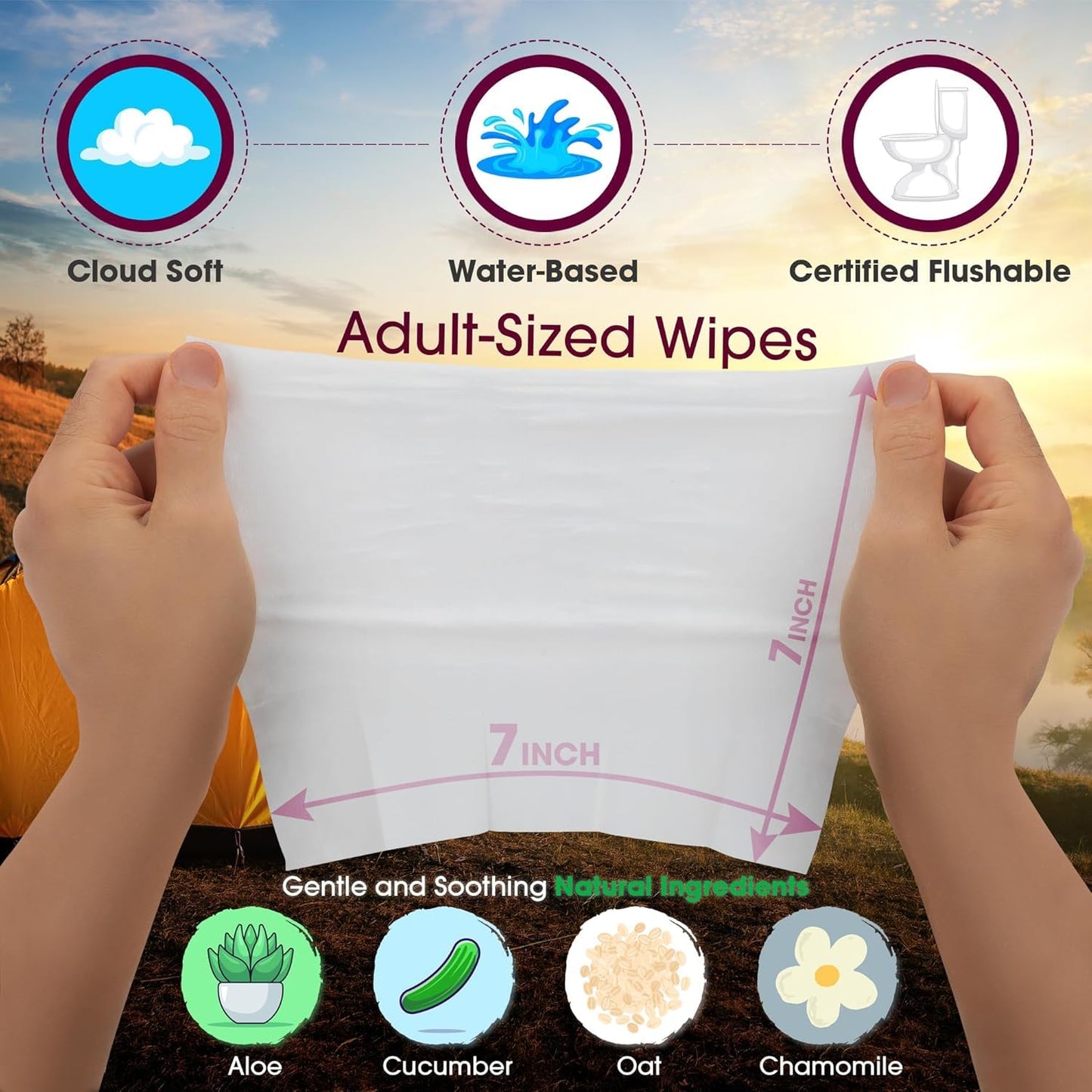 Drankful Butt Napkins - Water-Based Flushable Wipes, Individually Wrapped, For On-The-Go & Travel, Running, Camping, Festivals. Unscented & Hypoallergenic, Adult Sized (Running, 5 Count (Pack of 1))