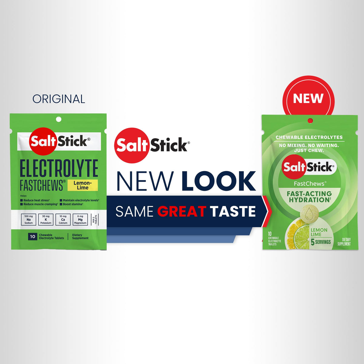 SaltStick Fastchews, Electrolyte Replacement Tablets for Rehydration, Exercise Recovery, Youth & Adult Athletes, Hiking & Sports Recovery, 2 x Packets of 10 Tablets (Lemon Lime)