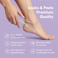 Glowxie Nano Glass Foot Files for Hard Skin – Callus Remover for Feet, Foot Scrubber & Foot Exfoliator – 2-in-1 Foot File & Heel Scraper for Wet & Dry Use – Pedicure Tool for Smooth Feet