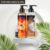 AROMATIKA trust the power of nature Sensual Massage Oil Vanilla & Coconut 2x200ml - Edible & Kissable Massage Oil - Blend of Almond and Grapeseed Oils - Coconut oil - Massage Body Oil - Relaxing Massage Oil - Aromatherapy Massage Oil