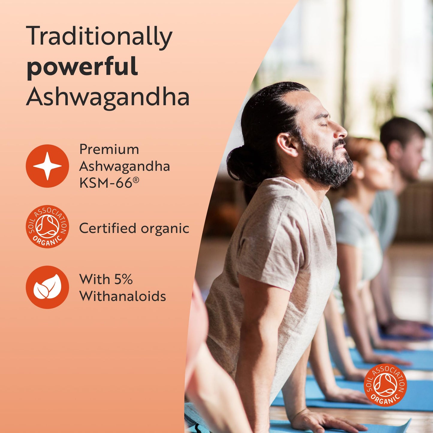 Nutravita Certified Organic Ashwagandha KSM 66® Root Extract - 60 Organic Ashwagandha High Strength Vegan Capsules - 500mg Ashwagandha KSM 66 Powder per Capsule - Herbal Supplements - Made in the UK