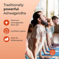 Nutravita Certified Organic Ashwagandha KSM 66® Root Extract - 60 Organic Ashwagandha High Strength Vegan Capsules - 500mg Ashwagandha KSM 66 Powder per Capsule - Herbal Supplements - Made in the UK