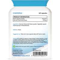 Health4All Chamomile 375mg, 60 Capsules 2 Months Supply, Purest Anxiety, Stress, Sleep and Digestive Health Supplement, Vegan Matricaria Recutita Flower Powder (not Extract) Capsules | Made in UK