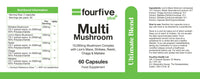 fourfive Multi Mushroom Supplement (10000mg) Ultimate Blend with Reishi, Lion's Mane, Chaga, Maitake & Shiitake, Optimum Daily Dose - 60 Capsules