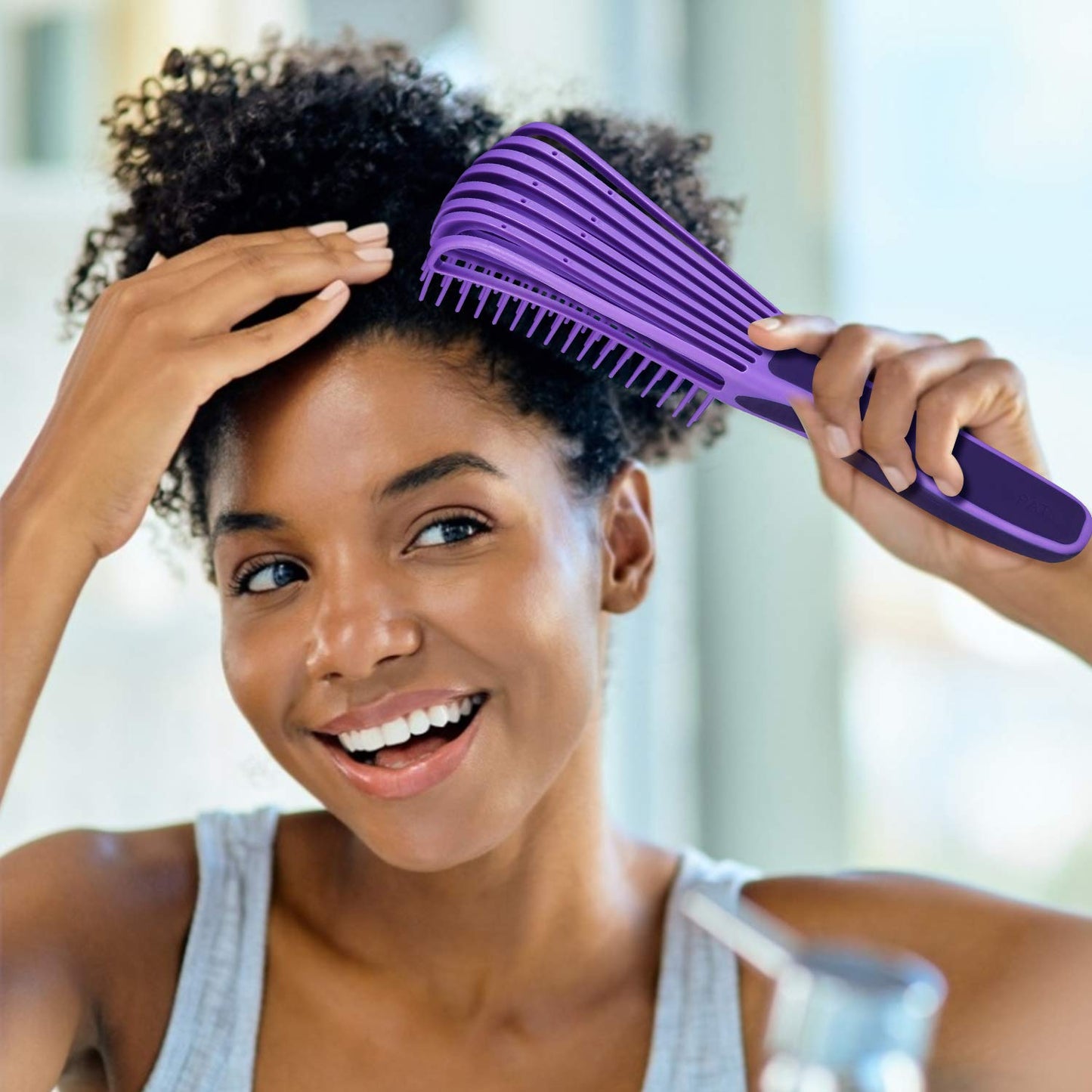 BESTOOL Detangling Brush for Black Natural Hair, Detangler Brush for Natural Black Hair Curly Hair Afro 3/4abc Texture, Faster and Easier Detangle Wet or Dry Hair with No Pain (Purple)