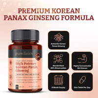 Pureclinica High Potency Korean Panax Ginseng 10,000mg x 720 Tablets (4 Bottles of 180)- 2 Years Supply