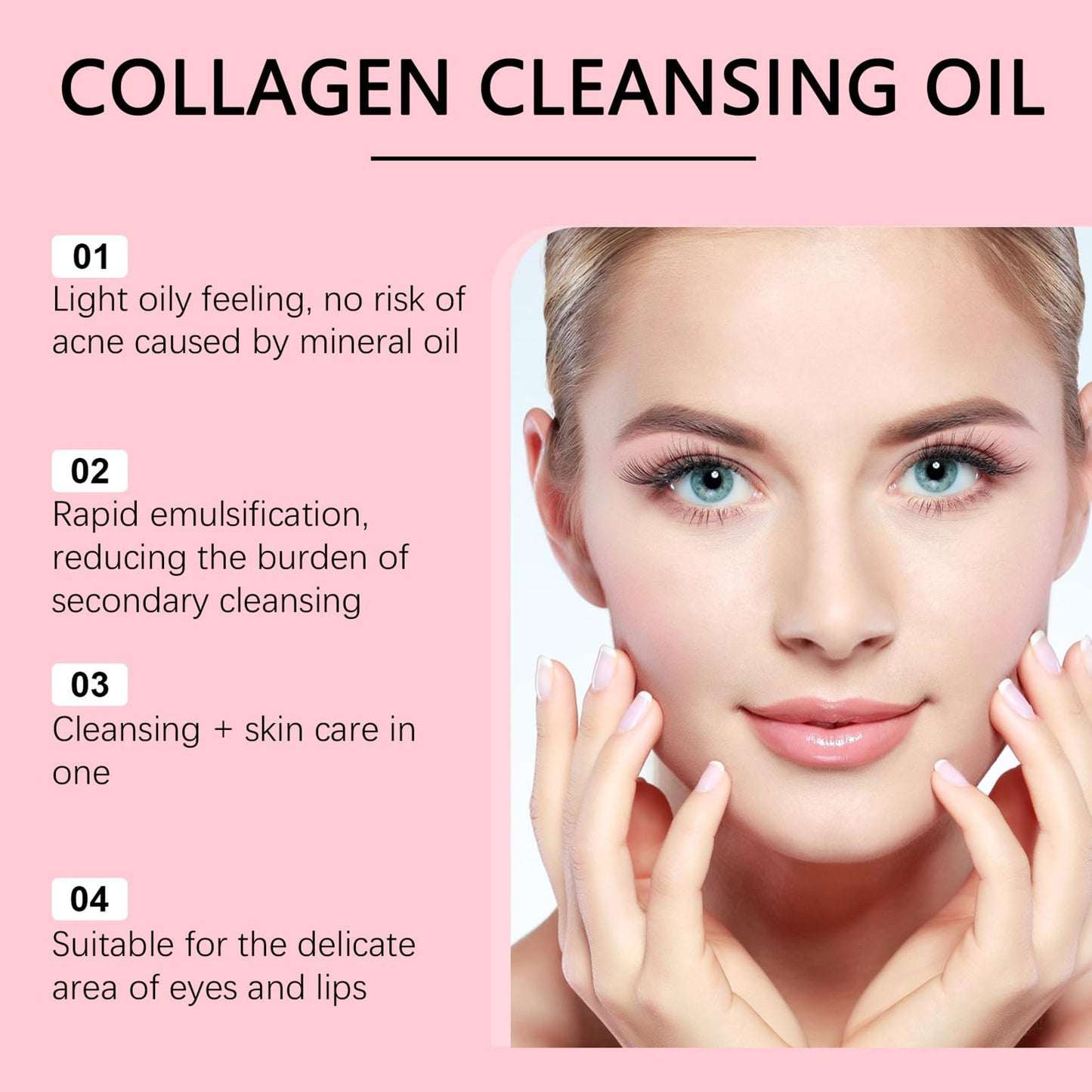 Collagen Cleansing Oil - Natural Facial Oil Cleanser - Oil Cleanser for SPF & Make-Up Removal - Oil C-leanser Korean Improves Texture & O-il Balance- Vegan, Sensitive Skin-Friendly Korean Skincare