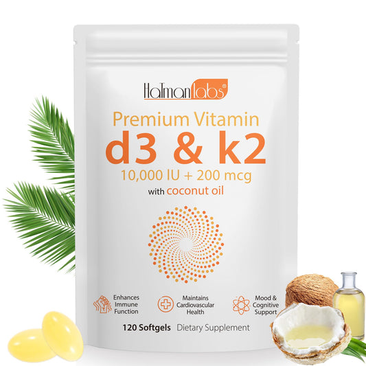 mysemgshuo 120 Count Vitamin D3& Vitamin K2, Vitamin D3 K2 Softgel (MK-7), Vegan Vitamin D3 K2 Supplement, Free of GMO, Gluten, Soy (B)