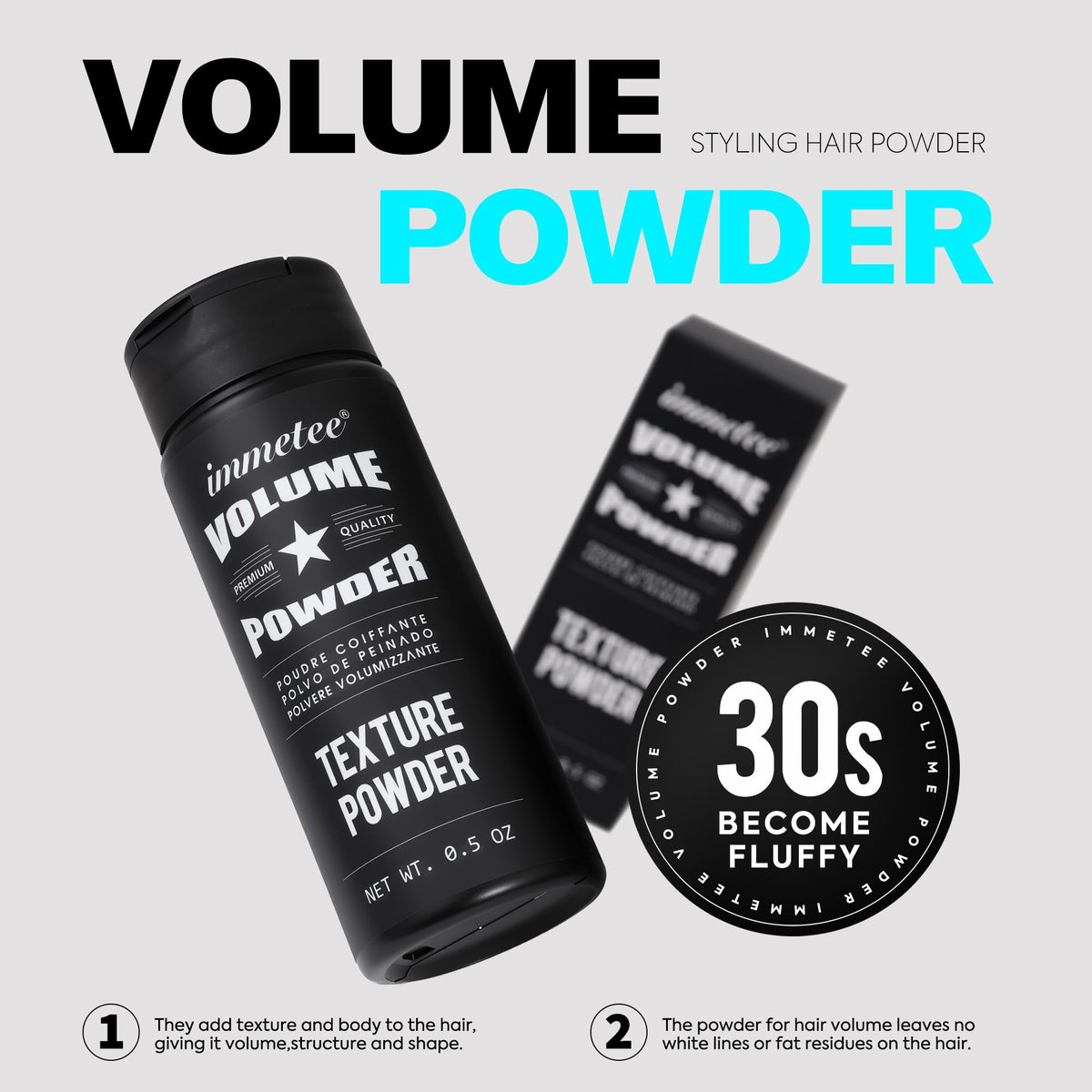 immetee Texture Powder, Volumizing and Texturizing Powder, Keep Hair Soft & Fluffy All Day, No Mess, Hair Root Lifting Effect Powder 15g