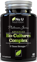 Bio Cultures Probiotics 60 Billion CFU - 60 Capsules - 2 Month Supply - 5 Active Vegetarian Strains with Lactobacillus Acidophilus & Bifidobacterium - Gut Supplements for Women & Men - Nu U Nutrition