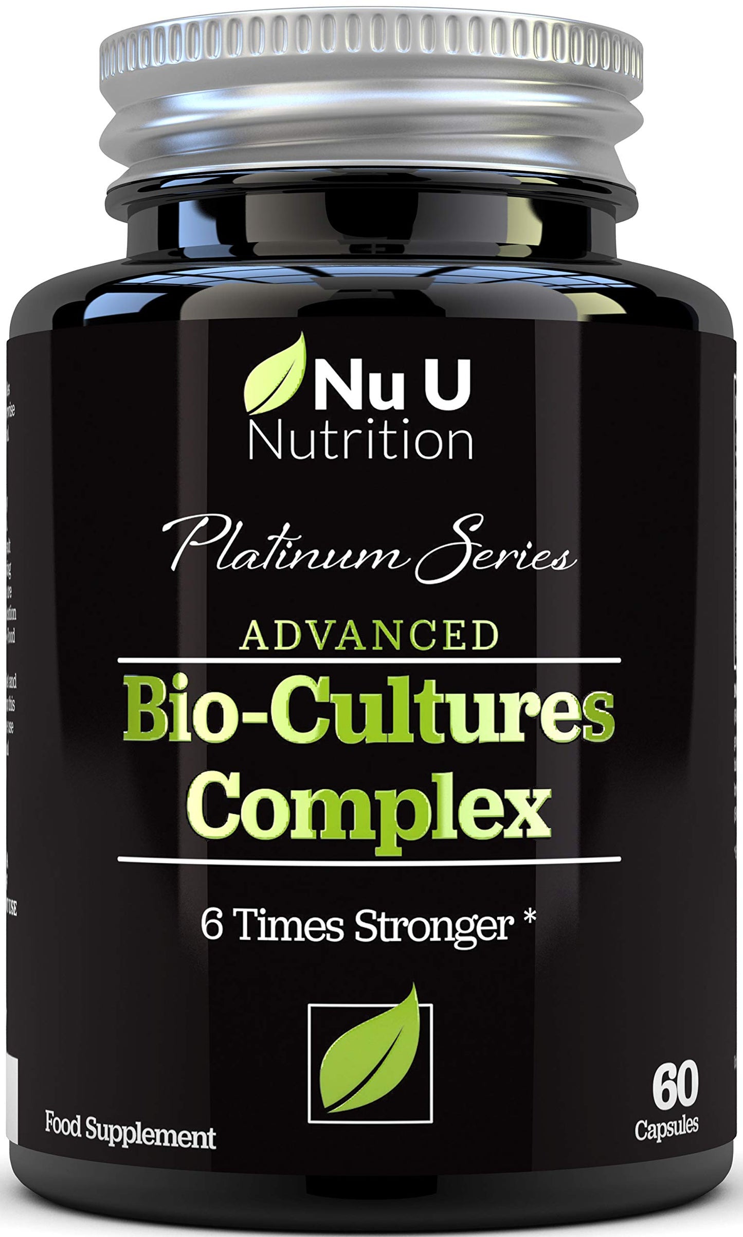 Bio Cultures Probiotics 60 Billion CFU - 60 Capsules - 2 Month Supply - 5 Active Vegetarian Strains with Lactobacillus Acidophilus & Bifidobacterium - Gut Supplements for Women & Men - Nu U Nutrition