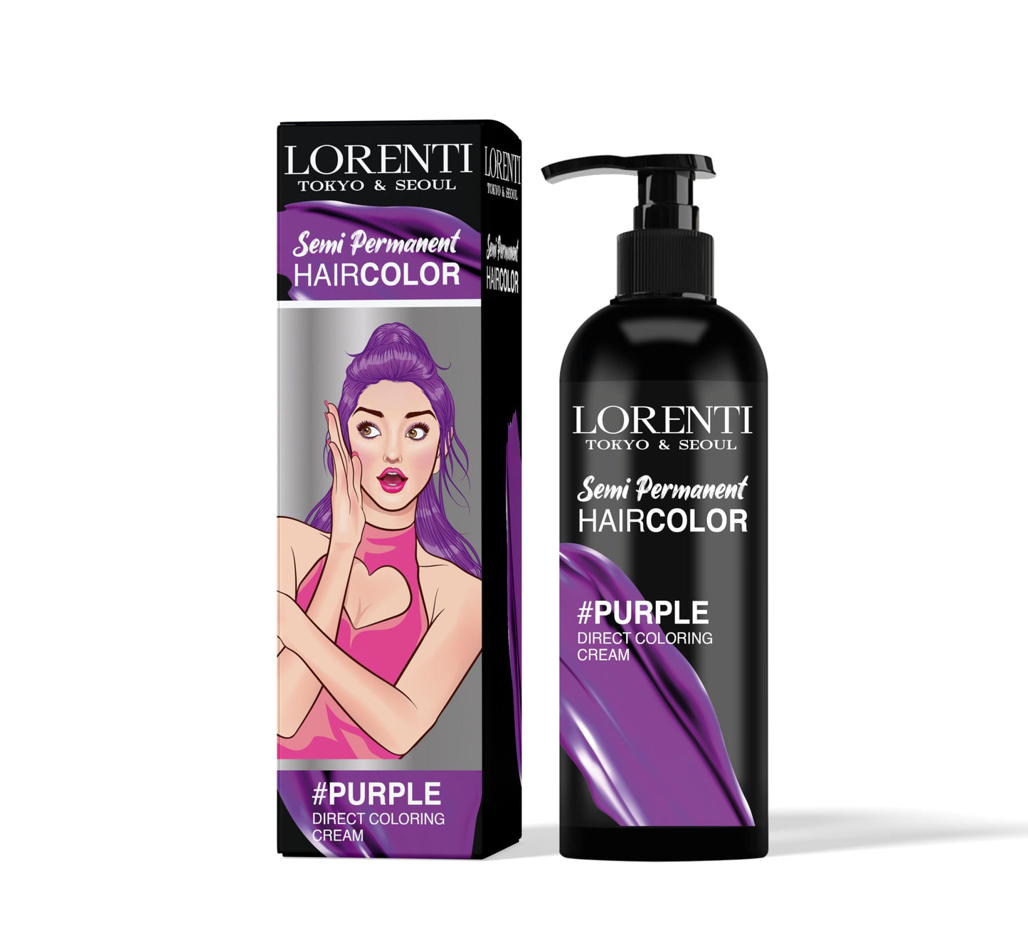 Lorenti Semi Permanent Direct Coloring Cream | Long Lasting Hair Colour Result | Purple 250ml