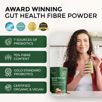 Inspiriko Organic Prebiotics for Gut Health - Award-Winning 10-in-1 Gut Health Powder with Superfoods, Inulin, Probiotics and Prebiotics. No Added Sugar, Made in UK, 180 Grams