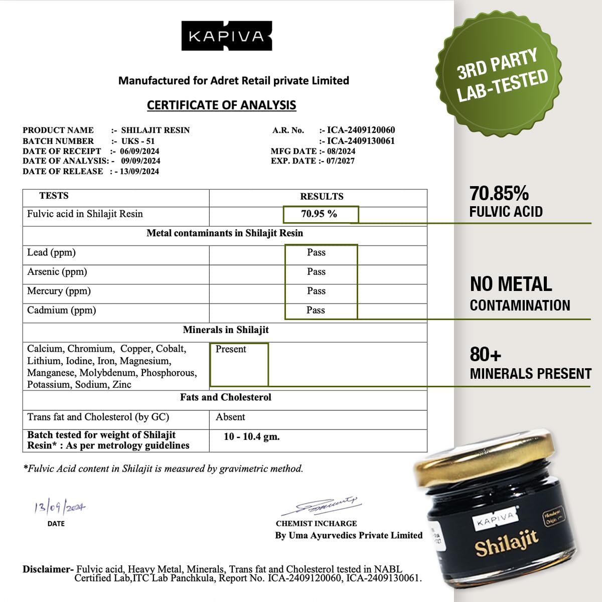 Kapiva Himalayan Shilajit Resin | 100% Pure, Natural & Ayurvedic |250mg Per Serving | 85+ Trace Minerals & Fulvic Acid | Energy & Stamina Booster – 40g