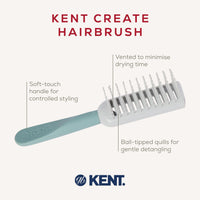 KENT Kent Brushes Kent Create, Tunnel Vented Hairbrush KCR3, Ideal for Detangling and Blow-Drying, Suitable For All Hair Types