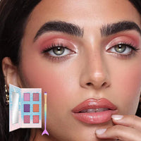 LYNTYAOU Pink Eyeshadow Palette, 6 Colour Natural Pink Purple Coral Shimmer Eye Shadow Pallets for Women, Cool Girl Matte Make Up, Waterproof Make-Up Palettes with Mermaid Brush