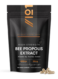 ALPHA01 Bee Propolis Extract 4800mg – Standardised 108mg Flavonoids – 180 Vegan Capsules – High Strength Propolis Supplement - Resealable and Recyclable Pouch by Alpha01