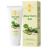 RSAFSBY 100% Natural Aloe Vera Gel for Face, Body & Hair - 100g Cold Pressed - Soothing, Hydrating & Repairing - Relieves Dry Skin, Sunburn, Blemishes & Itchy