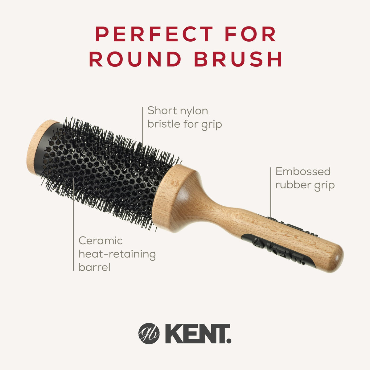KENT Kent Brushes Perfect for Curling, 56mm Ceramic Radial PF13 Brush, Ideal for Straightening or Creating Curls for Long Hair, Ceramic Round Brush
