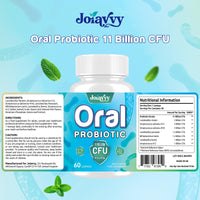 Joiavvy Oral Probiotics 11 Billion CFU, 7-in-1 Dental Probiotic with BLIS K12 & M18, Fast-Dissolving Lozenges for Fresh Breath & Healthy Gums, Sugar-Free, Natural Mint Flavor (60 Count (Pack of 2))
