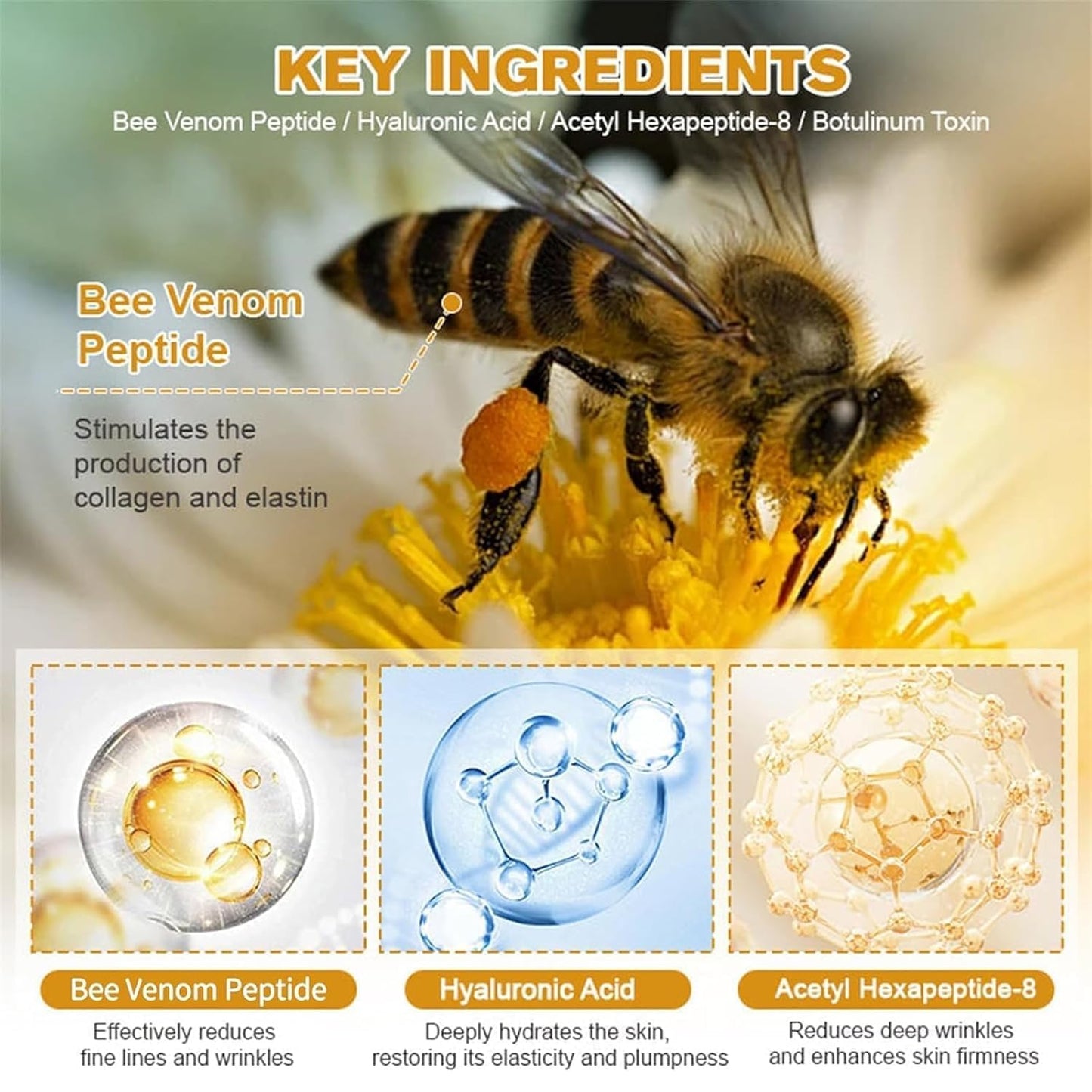 ALLILUYAA 2PCS Furzero Bee Venom Anti-Wrinkle Cream, Furzero Bee Venom Wrinkle Removal Cream, Anti-Wrinkle Moisturiser for Face and Neck, Bee Venom Anti-Wrinkle Cream for All Skin Types