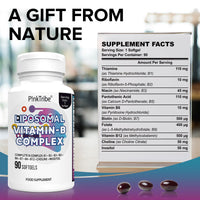 P!nkTribe Liposomal Vitamin B Complex Softgels - 9 Methylated B Vitamins for Easy Absorbed, Vitamin B6, Folate & Inositol, 10x Better Absorption, One Softgel a Day, 90 Softgels (Pack of 1)