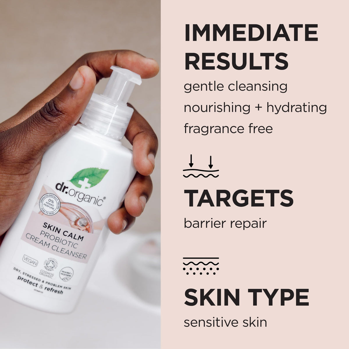 Dr. Organic Dr Organic - Skin Calm Probiotic Cream Cleanser - Women's & Men's Skincare - For Redness, Dry, Sensitive & Irritable Skin - Vegan, Cruelty, Paraben & SLS Free - 150ml - 1 Pack