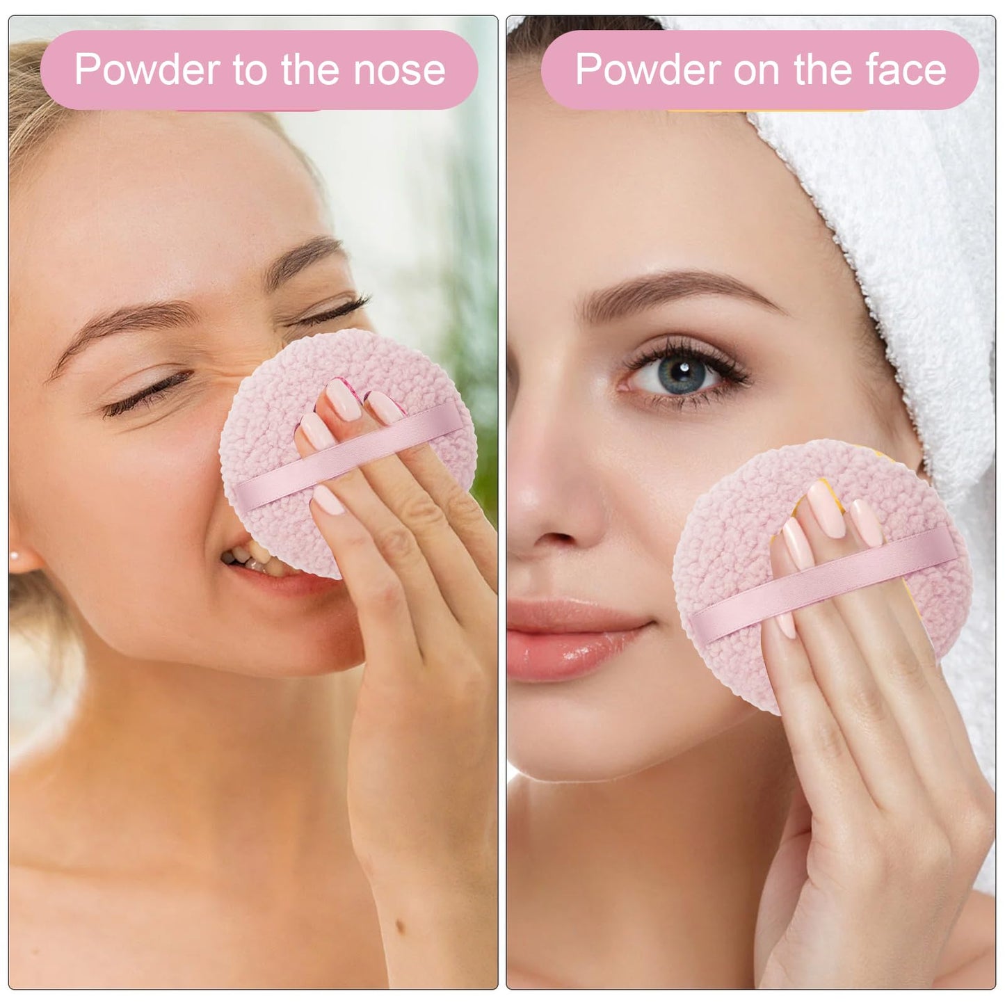 YONEEKSS Large Puff for Body Powder，Oversized Dust Puffs and Container for Women, 6in x 3in Extra Soft Pink Powder Dusting Puffs