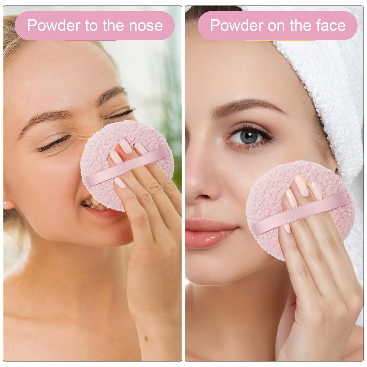 YONEEKSS Large Puff for Body Powder，Oversized Dust Puffs and Container for Women, 6in x 3in Extra Soft Pink Powder Dusting Puffs