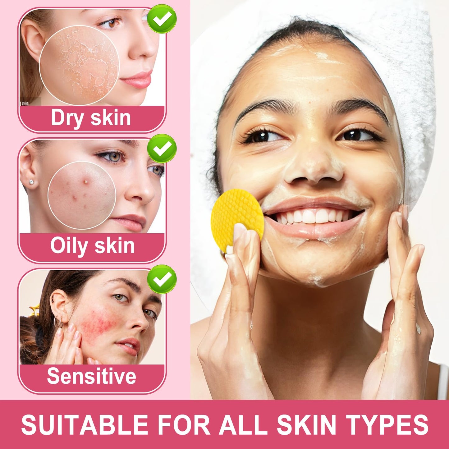 ZyranovaE Kojic Acid Cleansing Pads,Turmeric Kojic Acid Cleansing Pads for face,Helps Balance Skin Oil And Water,Face Exfoliating Pads, Facial Sponges for Cleansing-60 Pads