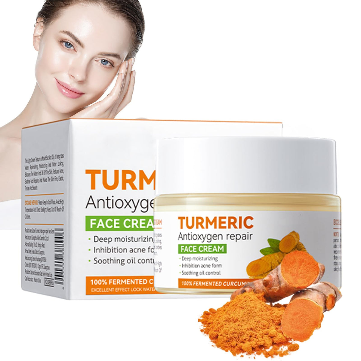 YUYUE-YY Turmeric Face Cream, Aanti Aging Cream For Radiant and Glowing Skin, Reduce Dark Spots & Hyperpigmentation, Refining Pores, Anti Ageing Moisturiser Cream for Women & Men - Brightening (Turmeric)