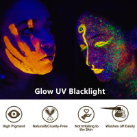 Go Ho Neon Orange Body Paint Washable(2.37oz,70ml),Glow UV Blacklight Face Paint,Water Based Neon Fluorescent Orange Face Paint for SFX Cosplay Costumes Festivals Halloween Makeup