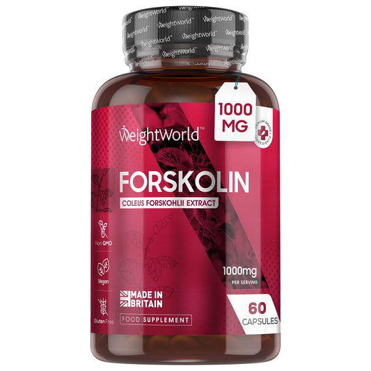 WeightWorld Forskolin Capsules 1000mg - 60 Vegan Capsules - Coleus Forskohlii Extract - Keto & Low Carb Diet Friendly Supplement for Men & Women - Allergen & GMO-Free