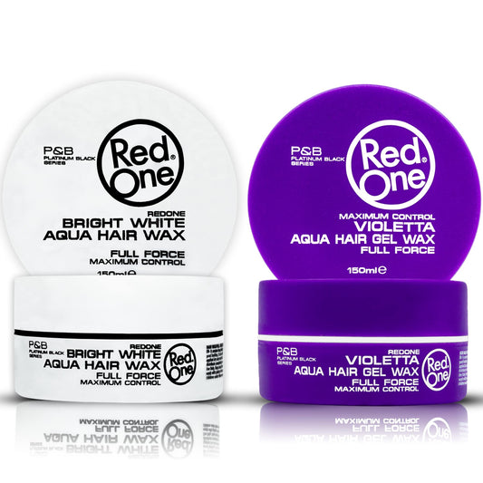 Redone RedOne Hair Styling Aqua Wax Bright White & Violetta 2x 150 ml | Edge Control | Ultra Hold | Gel Wax | Men & Women Hair Wax | Lime & Peach Scent | Maximum Control