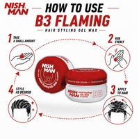 nishman NISHMAN Aqua Gel Wax for Men B3 - Flaming 150g - Mango Scent - Natural Shine Look - Ultra High Strong Hold - Long-Lasting Control and Definition
