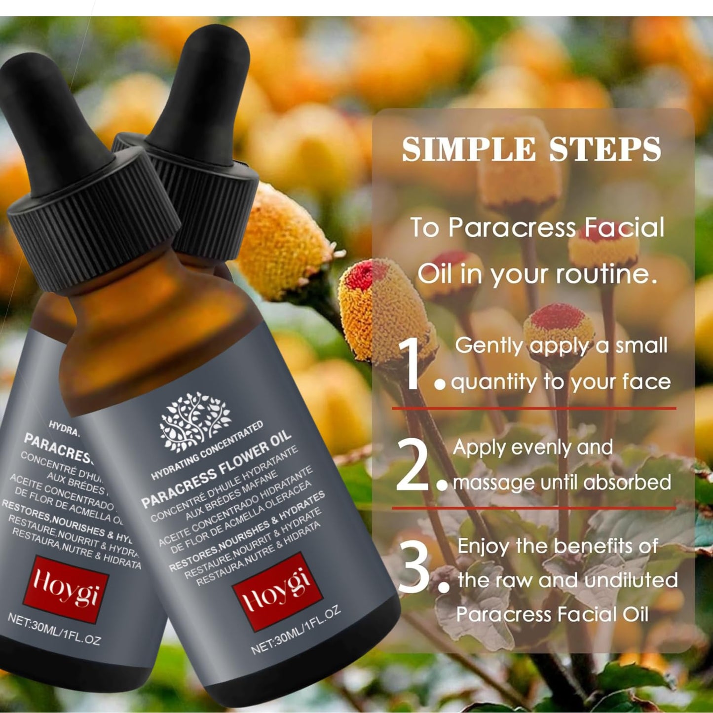 IZBEAUVO 2PCS Paracress Facial Oil, Paracress Oil for Face,Natural Paracress Extract Oil,Paracress Facial Serum Organic, Reduce Smooth Fine Lines and Wrinkles,for All Skin Types