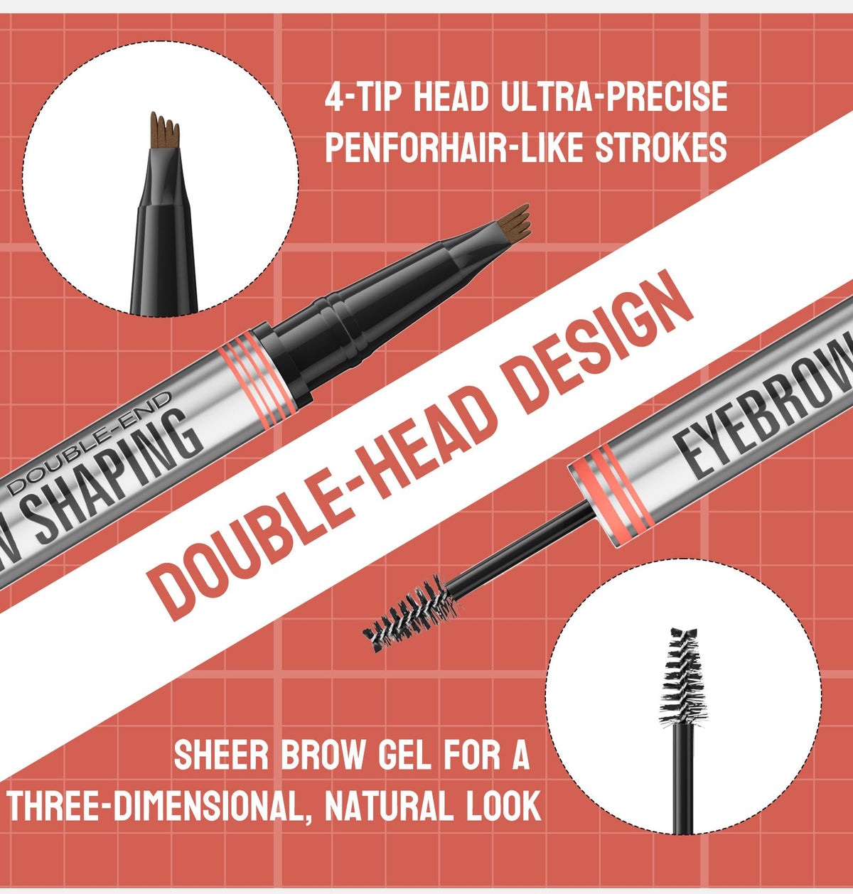 SONGVISON Eyebrow Pencil with Eyebrow Gel,Eyebrow Pencil 2-in-1 Microblading,2024 New 3D Eyebrow Tint Styling Cream Waterproof and Sweat Proof Keeps Your Makeup Non-Fading (#02 Dark brown)
