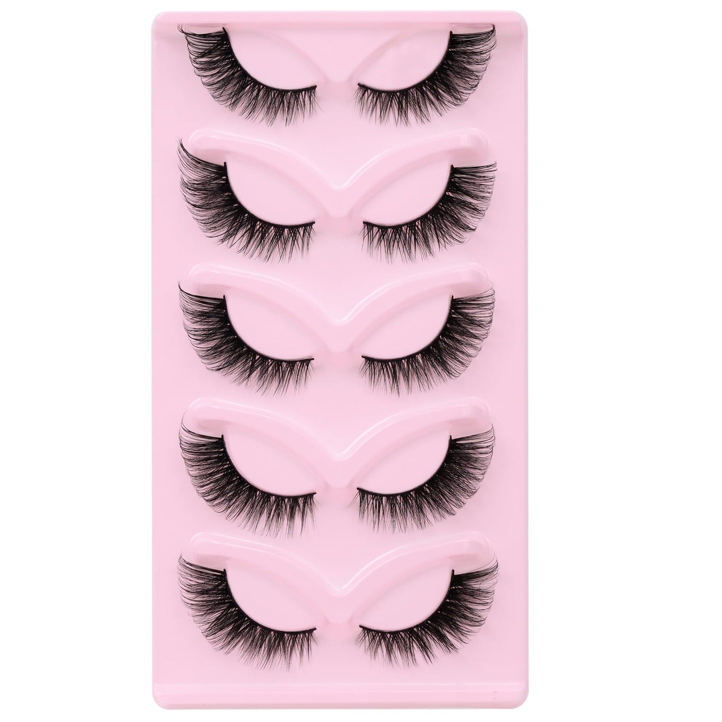 EMEDA Cat Eye Lashes 3D False Eyelashes Wispy Lashes Natural Look 13mm L Curl Lash Extension effect Thick Fox Eye Lashes 5 Pairs Faux lashes (Fox eye 31)
