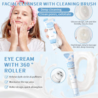 MIZEEYE Milk Skin Care Routine Set For Girls, Teen Skin Care Gift Set With Cleanser, Serum, Cream, Eye Cream, Face Skincare Travel Kit For Kids Ages 8-12, Shrink Pores, Hydrating