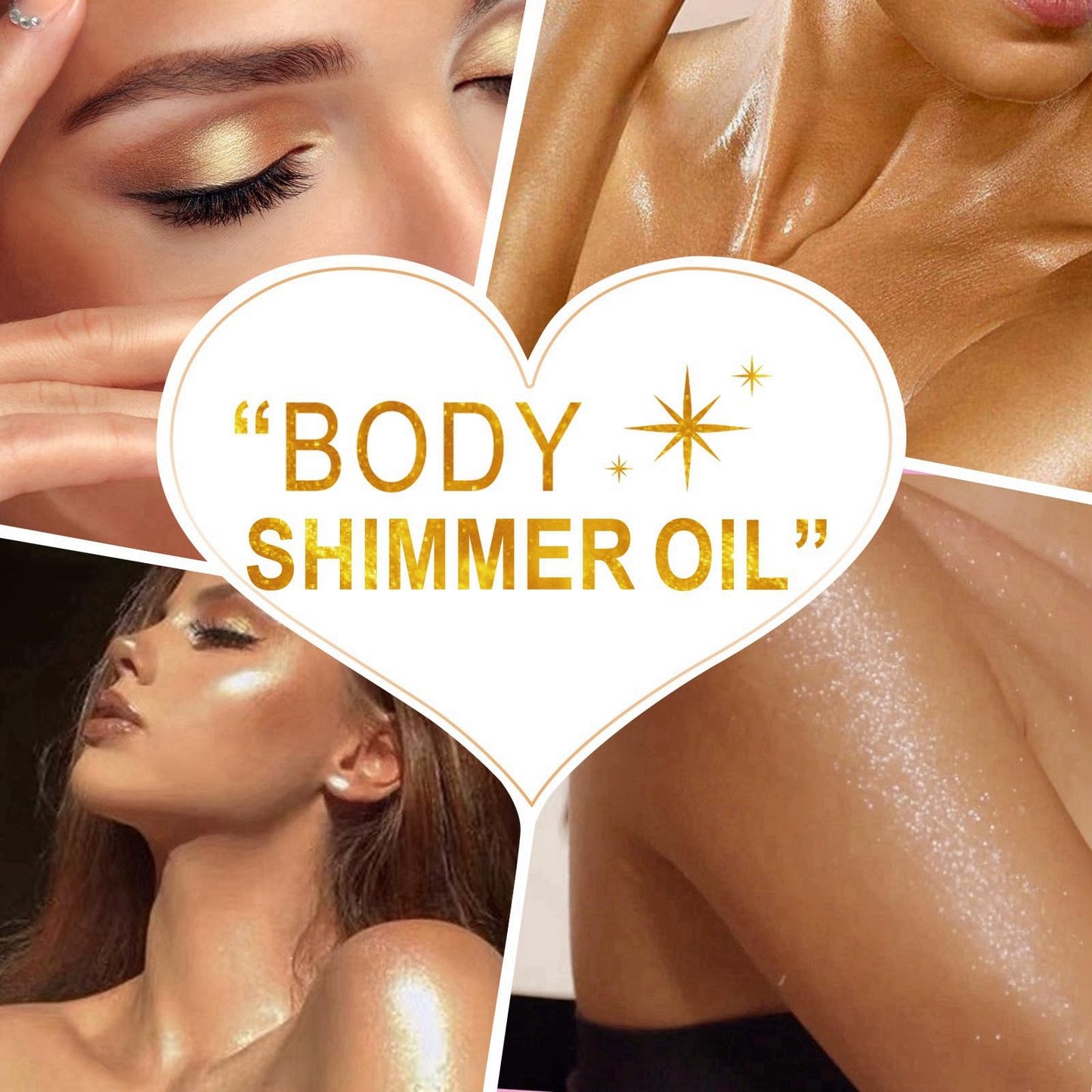 BigyQiu Body Shimmer Oil,Waterproof Gold Bronze Body Glow Liquid,Non-Sticky Face and Body Glow Shimmer,Body Liquid Luminizer Highlighter Shimmering Body Oil,Glitter Body Lotion,Shimmer Moisturiser,80ml