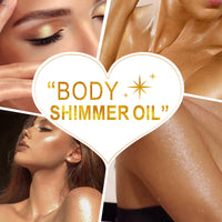 BigyQiu Body Shimmer Oil,Waterproof Gold Bronze Body Glow Liquid,Non-Sticky Face and Body Glow Shimmer,Body Liquid Luminizer Highlighter Shimmering Body Oil,Glitter Body Lotion,Shimmer Moisturiser,80ml
