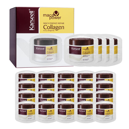 Karseell Collagen Hair Mask Deep Repair Conditioning Argan Oil Collagen Hair Masks for Dry Damaged Hair All Hair Types 10ml/ 0.34oz (24 packs)