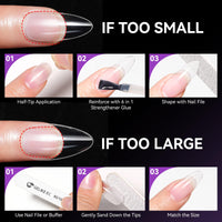 gelike ec Gelike ec XXS Almond Full Cover Soft Nail Tips - 240Pcs Acrylic False Nails - 18 Sizes Long Lasting Nail Tip for Gel Extension DIY Practice Art Design Home Press on Nails Salon Manicure Supplies