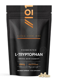 ALPHA01 L-Tryptophan 220mg with BioPerine® - 90 Vegan Capsules – Naturally Fermented L-Tryptophan Supplement with Black Pepper Extract for Increased Bioavailability - 3 Months Supply - By Alpha01