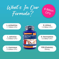 Zipvit Probiotics 6 Billion CFU with Prebiotic, Includes Lactobacillus & Bifidobacterium, Multi Strain Probiotic, 60 Vegetarian Capsules, 2 Months Supply