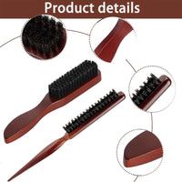 Bdeutrophic 2 Pcs Boar Bristle Hair Brush, Slick Back Hair Brush Slick Back Brush, Comb and Shear Tools Comfortable Grip Easy to Carry, Suitable for Trimming and Combing Long Thick Curly Thin Thick Hair Beard