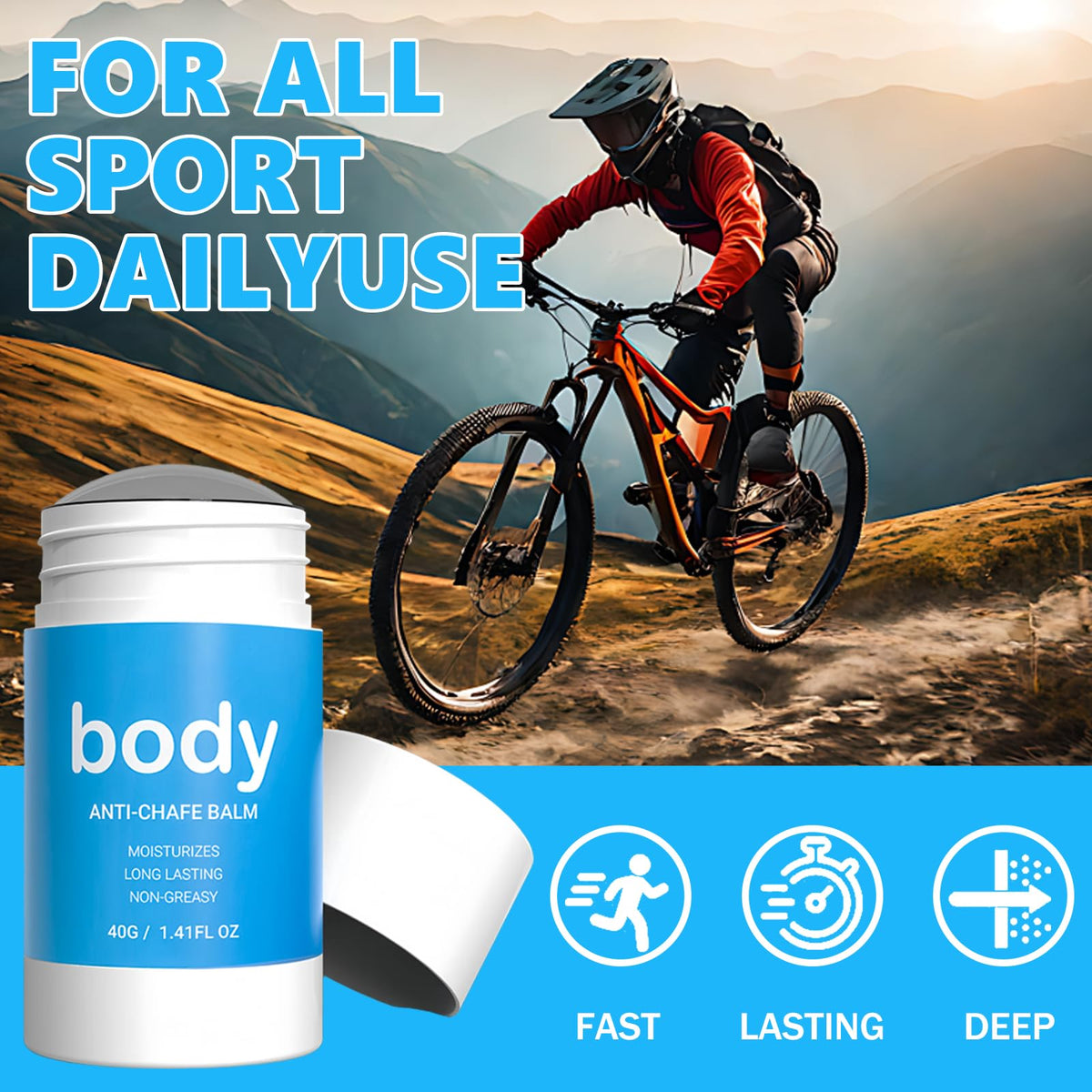 Wormeer Anti Chafing Cream, Water & Sweat Proof Anti Friction Stick, Chafe Balm & Chafe Stick For Sports, Avoid Discomfort in the Thighs, Friction & Dryness