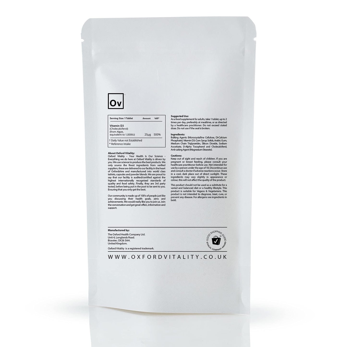 Ov Oxford Vitality Vegan Vitamin D3 (365)