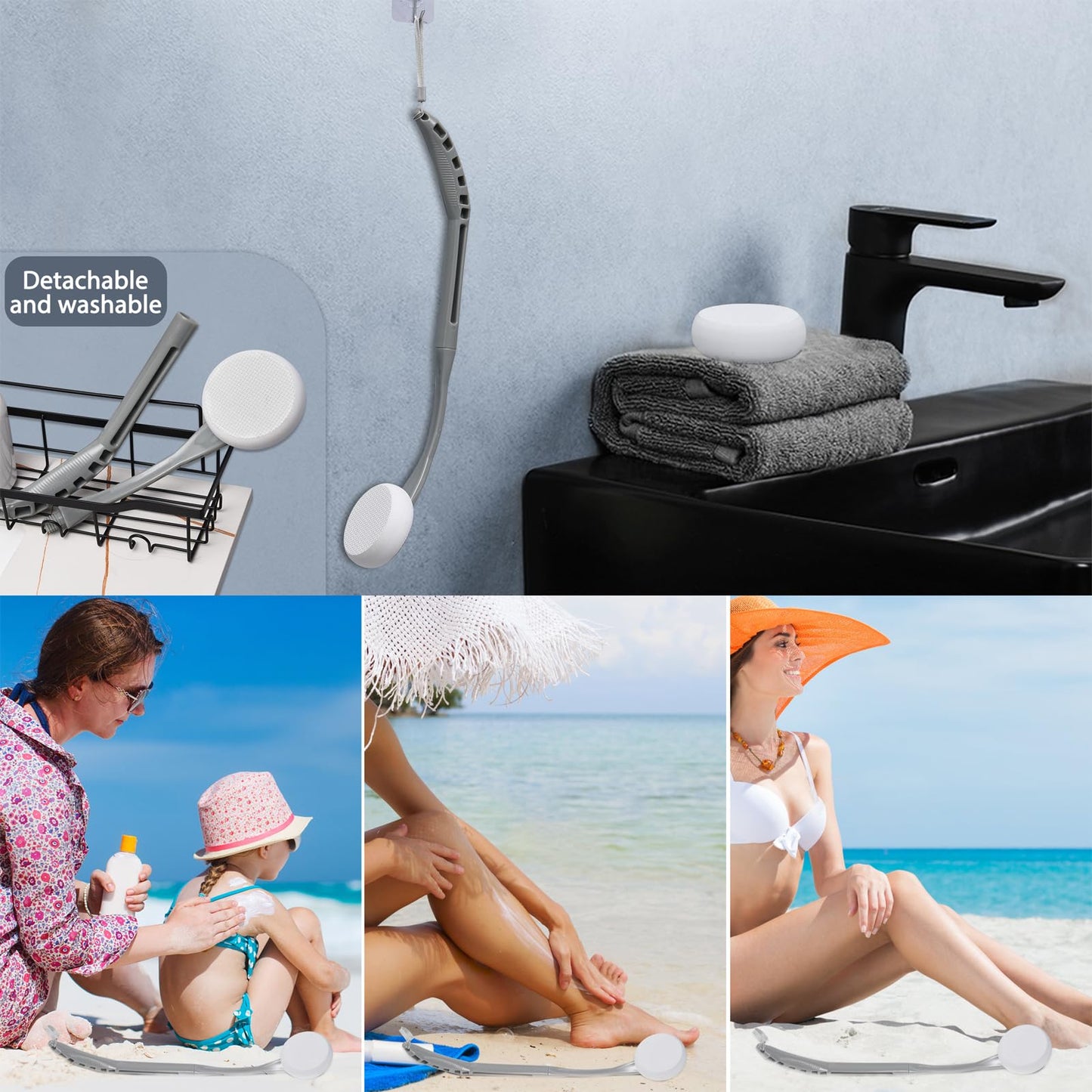 BTideas Lotion Applicator for Back, 52CM Back Cream Applicator, Cream Applicator for Back, Easy Reach and Washable, Back Moisturiser Applicator